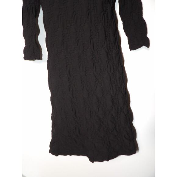 Tees By Tina One Size OSFA Dress Black Crinkle Textured Knee Length Modest Scoop - Picture 11 of 12